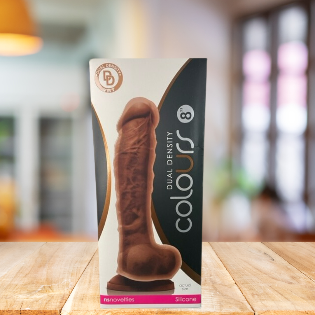 Colours Dual Density Dildo-Brown 8"